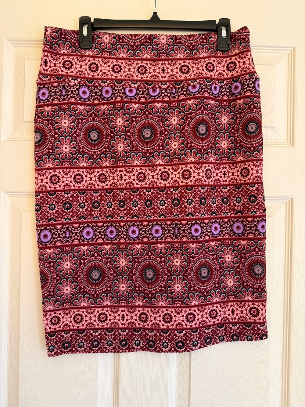 LuLaRoe Pink and Purple Medallion Pencil Skirt